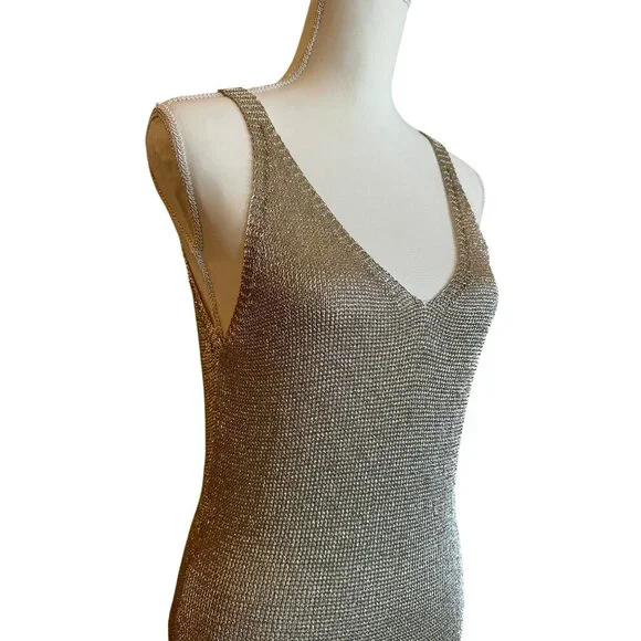 superdown Egon Maxi Dress in Gold New Womens Long Metallic Knit - Picture 6 of 11